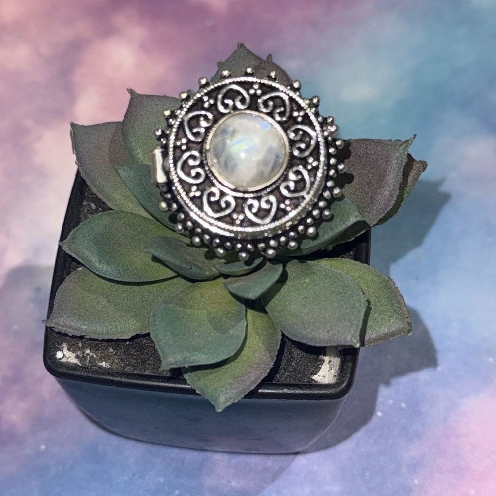 Silver Moonstone Poison Ring - image 2